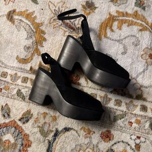 Free People suede black Leather Strap Clog Size 40 usa 9